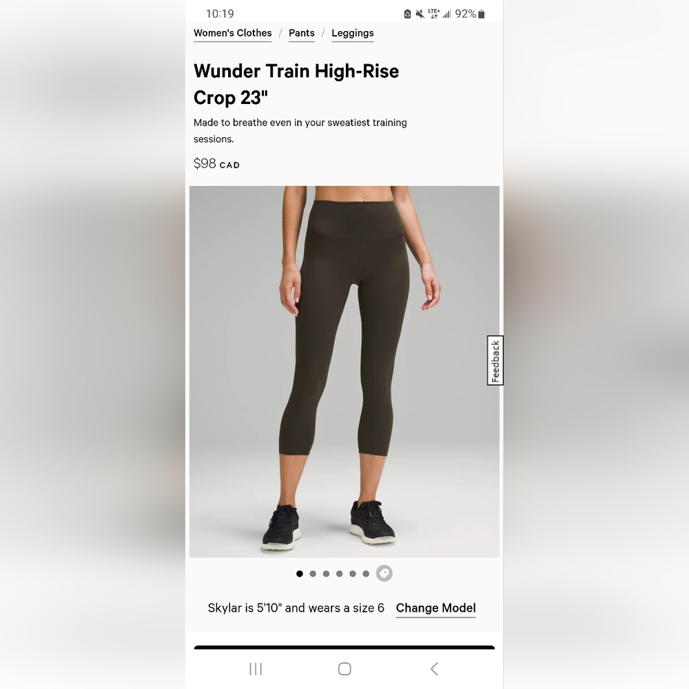 Lululemon wunder crop